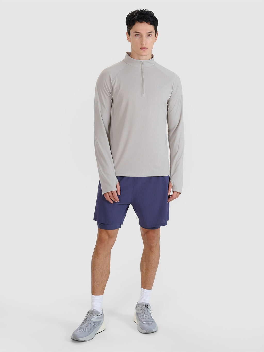 4F Szary Longsleeve Męski Do Biegania Bluzka na Długi Rękaw Szybkoschnący