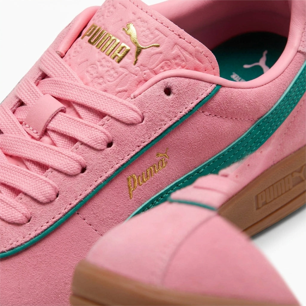 Buty Sportowe Damskie Puma Club Klassika SD Sneakers Różowe Z Zielonym