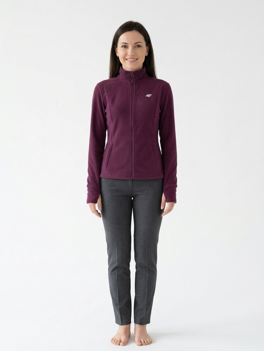 Polar Damski 4F FLEF479 Sportowy Burgund Stójka Mikropolar Fiolet