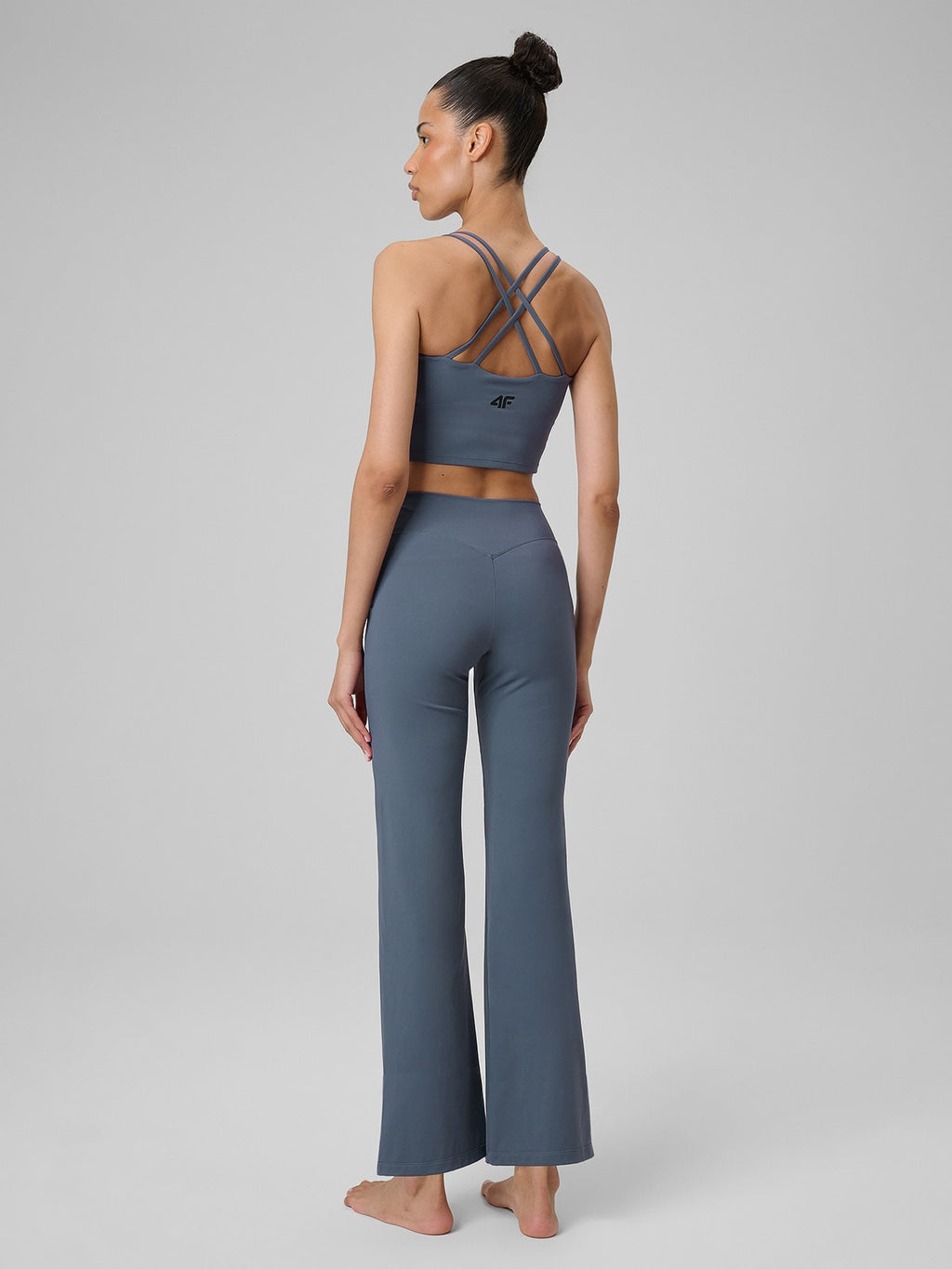 Legginsy Damskie 4F FNK F444 Sportowe Niebieskie Szybkoschnące z Rozcięciem