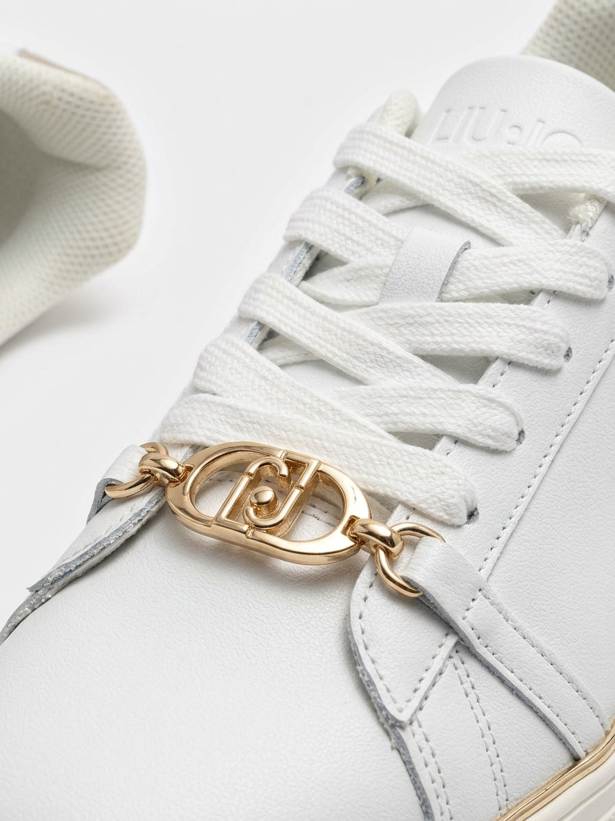 Klasyczne Sneakersy Damskie Liu Jo Kiki 01 Białe Złoto