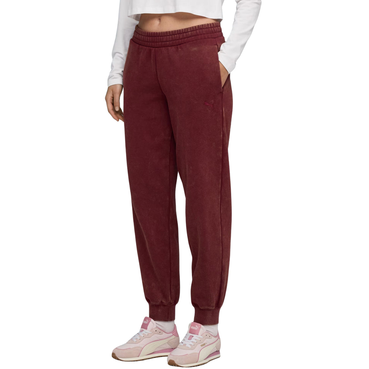 Spodnie Damskie Puma ESS 688104 96 Sportowe Bordowe Komfortowe