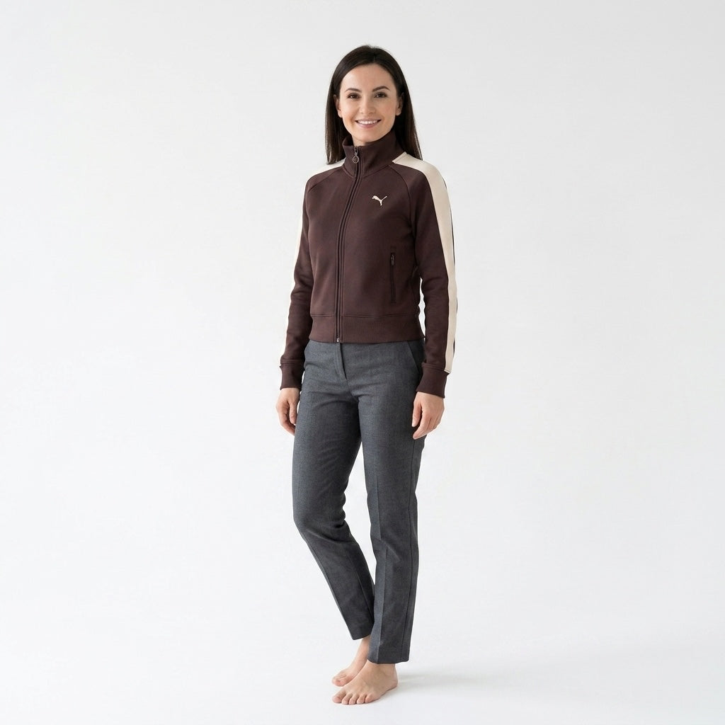 Kurtka Damska Bluza Puma T7 Always On Sportowa Brązowa