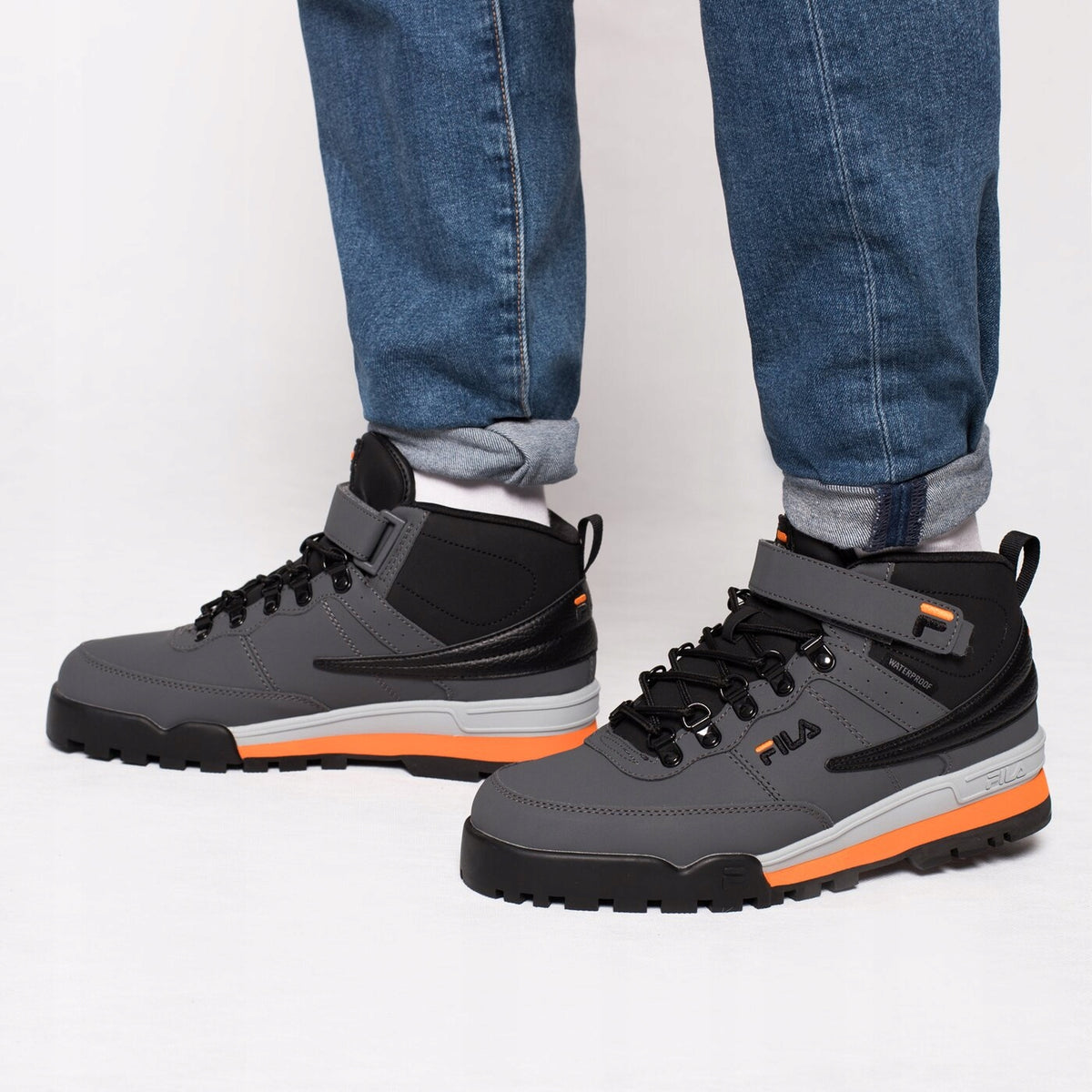 Fila Szare Buty Męskie Sportowe Sneakersy Wodoodporne Wysokie Blazertech 44