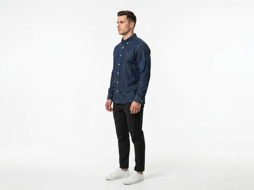 Koszula Męska U.S Polo Assn Jeansowa Granat Slim Fit