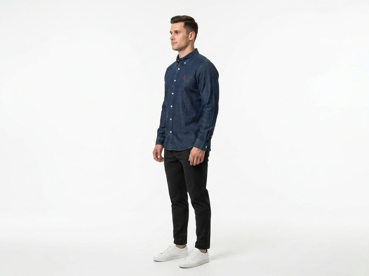 Koszula Męska U.S Polo Assn Jeansowa Granat Slim Fit