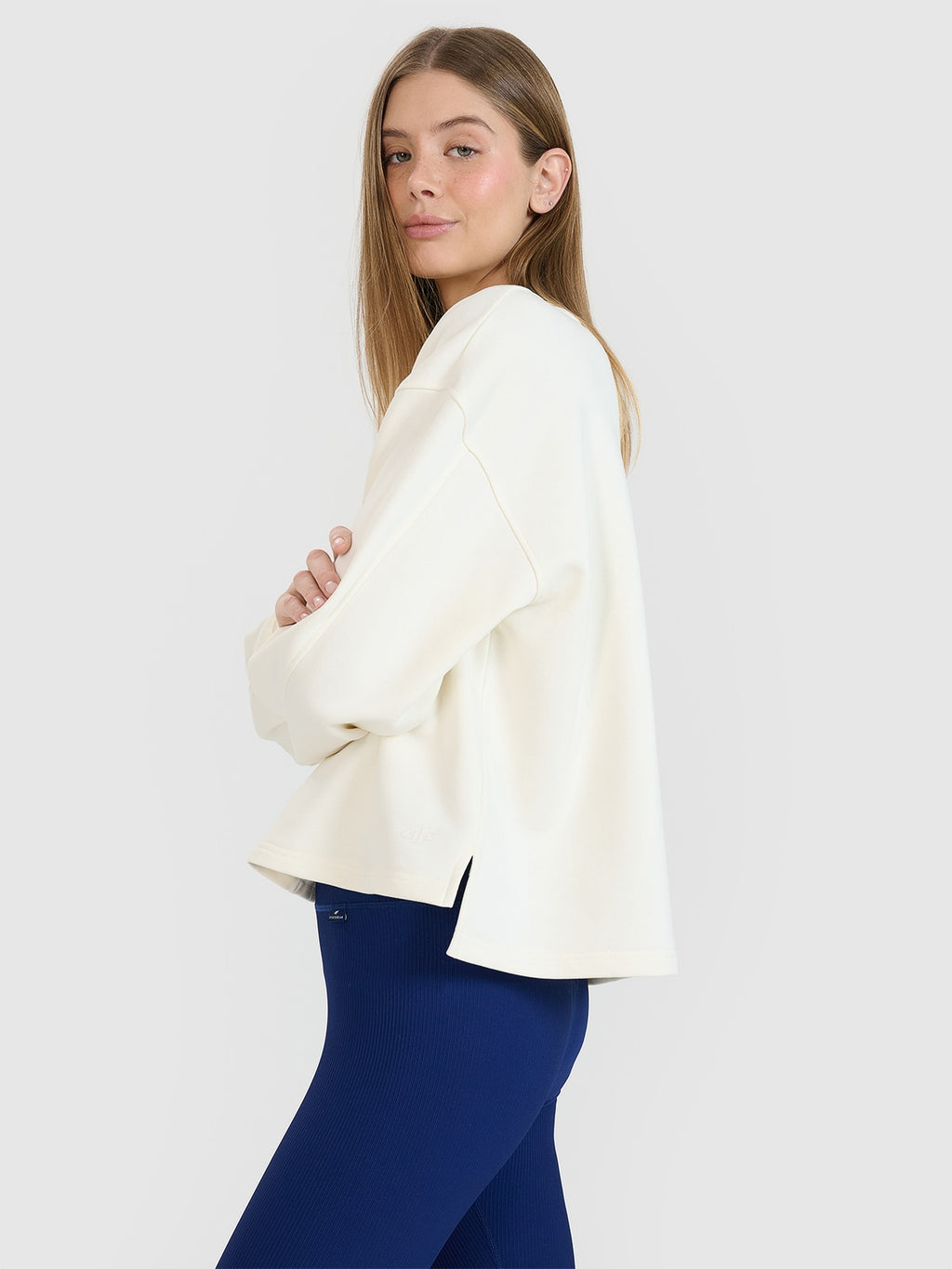 Bluza Damska 4F TSWSF1543 Dresowa Oversize Biała Bez Kaptura