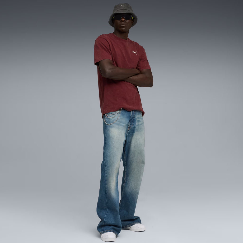 Koszulka Męska Puma Ess Elevated Relaxed Wash Tee Bordowa 688048 96