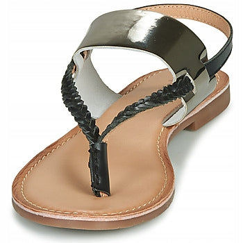 KicKers Sandały Japonki Damskie Skóra Metaliczna Letnie Esthera Noir r. 39