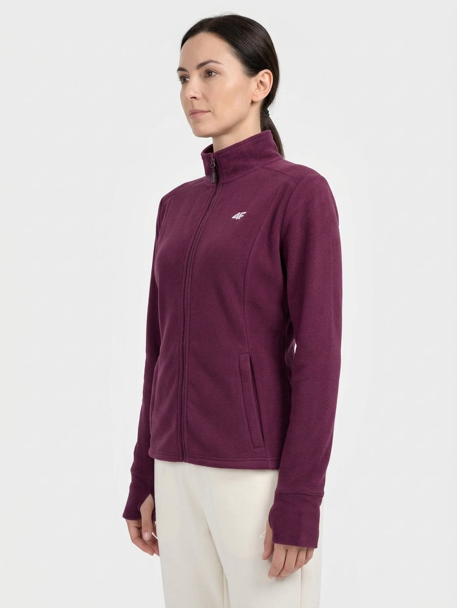 Polar Damski 4F FLEF479 Sportowy Burgund Stójka Mikropolar Fiolet