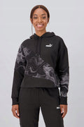 Puma Czarna Bluza Damska z Kapturem Krótka Przez Głowę Hoodie