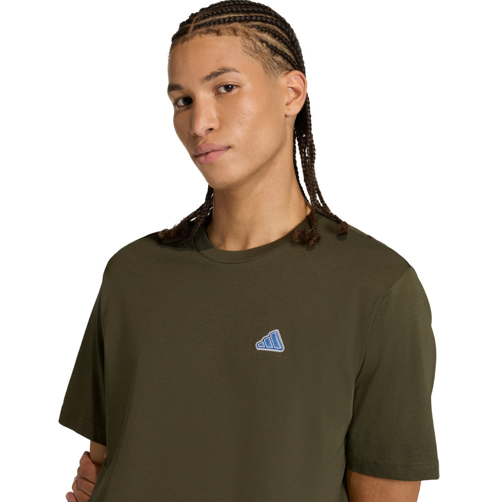Koszulka Męska Adidas KT4448 Sportowa Oliwkowa Logo Bawełna