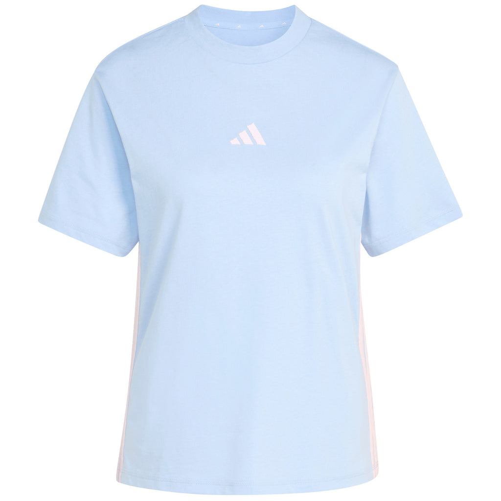 Koszulka damska adidas Essentials 3-Stripes Cotton błękitna KB7119