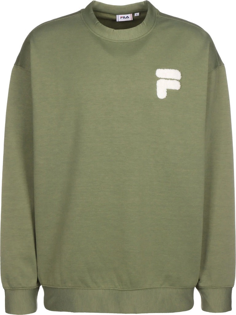 Fila Zielona Bluza Męska Przez Głowę Bez Kaptura Nadruk Logo Oversize