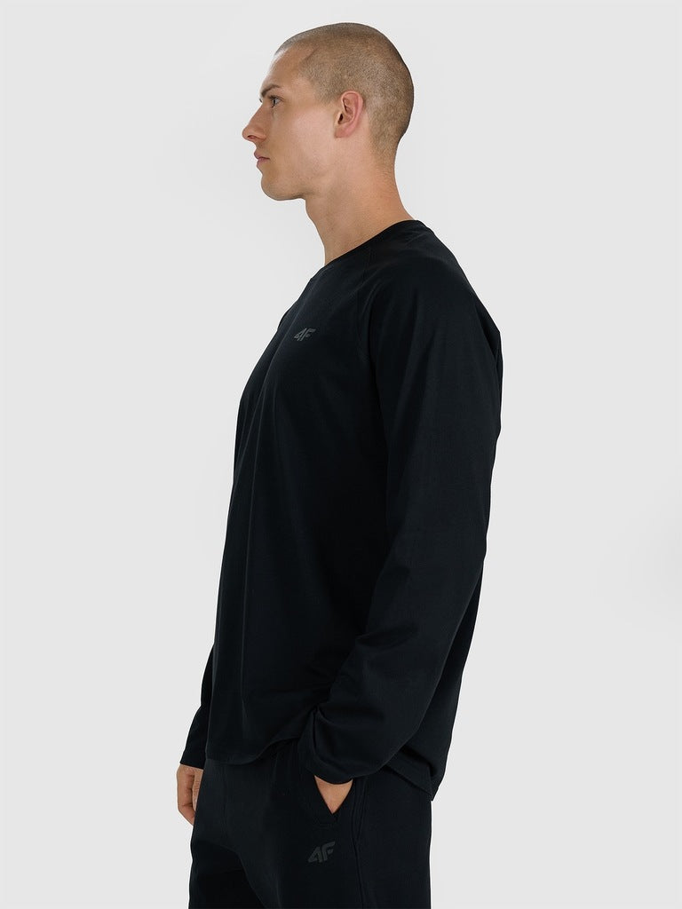 4F Czarna Bluzka Męska Długi Rękaw Longsleeve Oversize Gładka Baweuniana