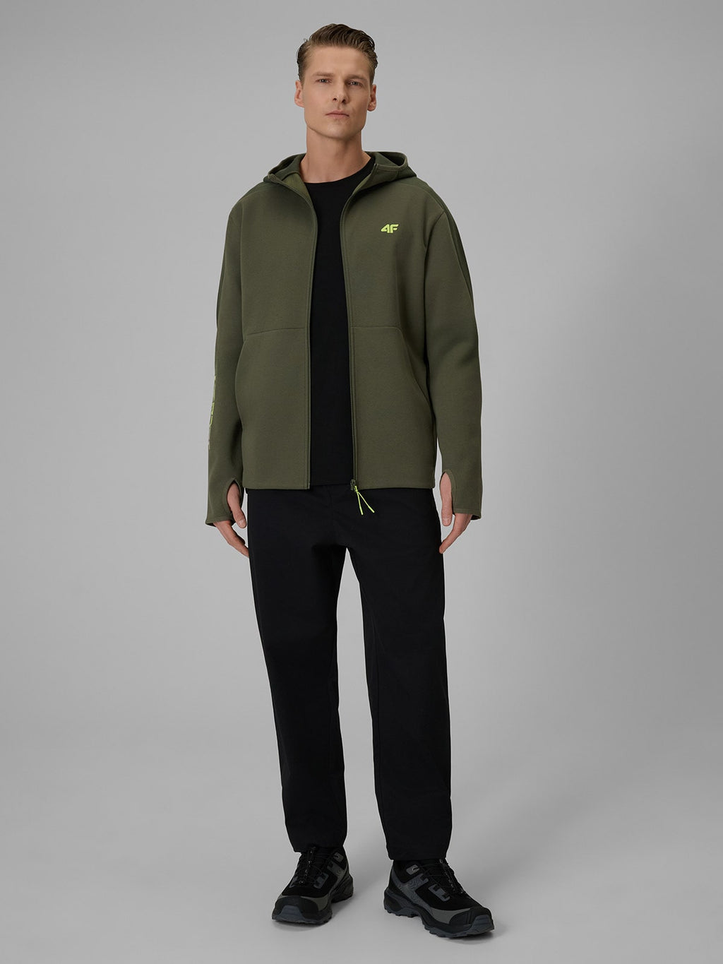 Bluza Męska Zielona 4F M2130 Sportowa Rozpinana Khaki Logo