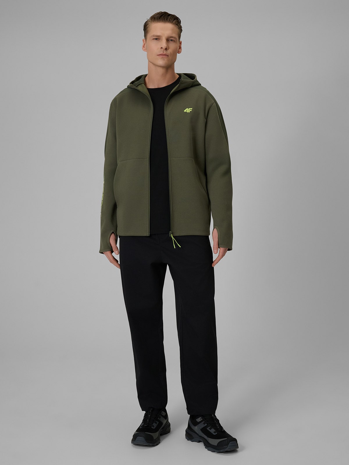Bluza Męska Zielona 4F M2130 Sportowa Rozpinana Khaki Logo